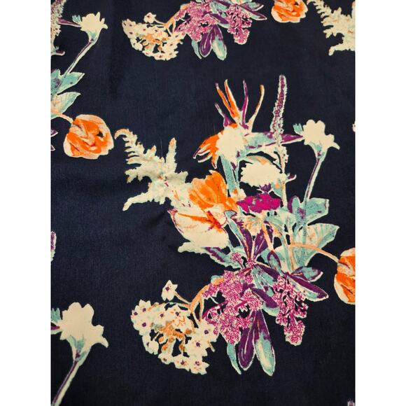 World Market Women's Navy Blue Floral Wide Leg Flowy Pants Small Medium - Picture 2 of 6